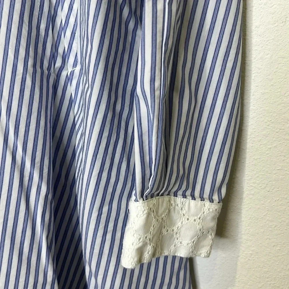 HOPE and HARLOW Blue White Striped Swingy Shirt Dress size 8 - Picture 5 of 7